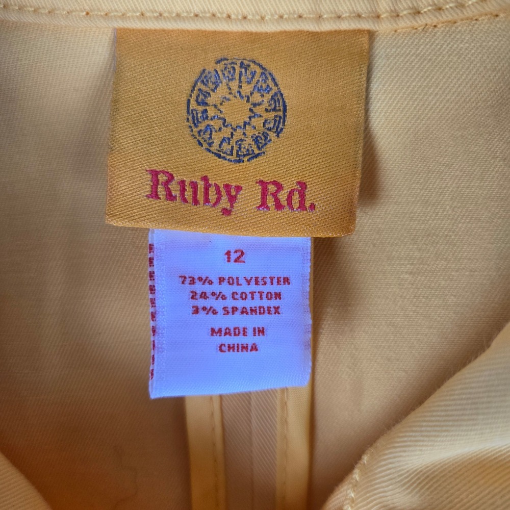Ruby Rd Womens Yellow Utility Jacket 12 Button Front Drawstring Waist 3/4 Slv - Picture 3 of 9